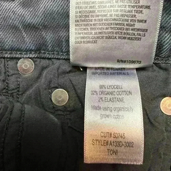 Agolde Toni Mid Rise Straight Jeans black distressed denim raw hem size 26 - Picture 11 of 11